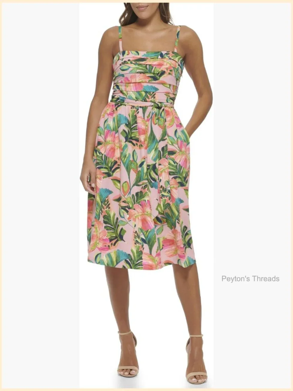 fit & flare cami midi dress for women Old Navy Smocked Fit & Flare Cami Midi Dress